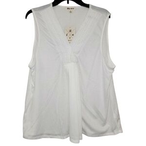 New With Tags Blue Mood Size 2X White Sleeveless Blouse